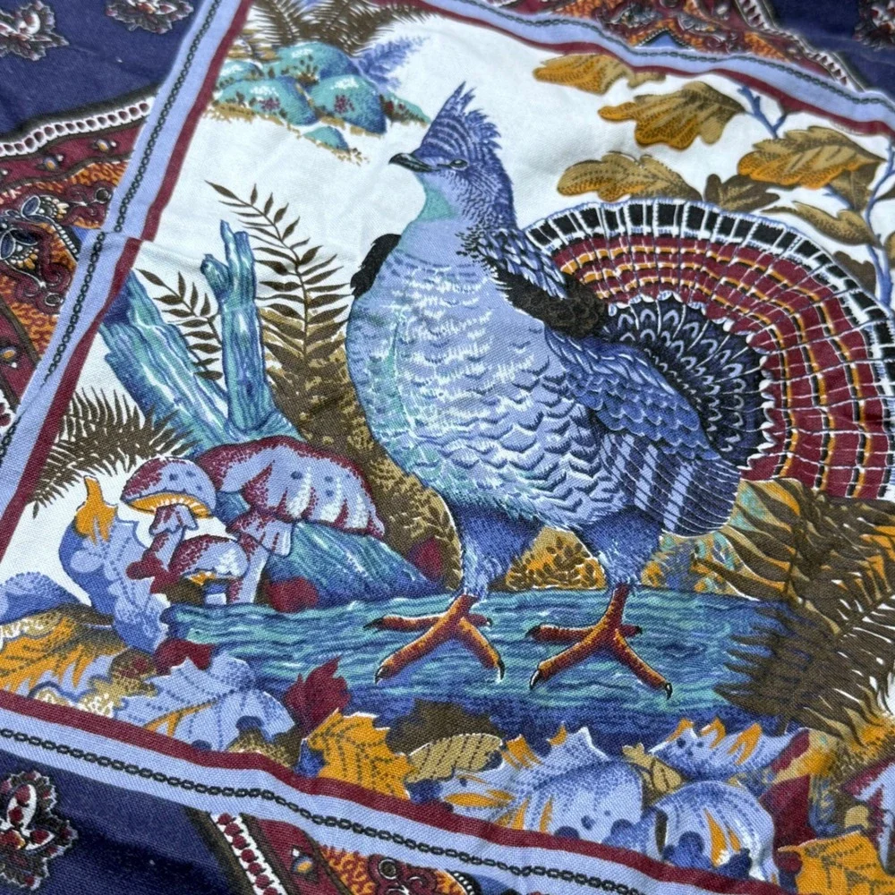 Vintage Bird Tapestry Wall Art‎ Blue Fringed Cabin Cottagecore Decor